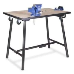 Tuffbench + Folding Workbench C/w Wheels, Handle 4" Chain Vice And 6" Engineers Vice