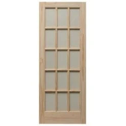 Knotty Pine Unfinished Internal Door - 15 Clear Glazed Light Panels - All Sizes
