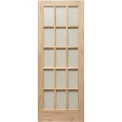 Knotty Pine Unfinished Internal Door - 15 Obscured Glazed Light Panels - All Sizes
