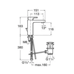 Roca L90 Chrome Basin Mixer Tap With Pop-Up Waste -Build4less Shop 5a3001c00 line 1