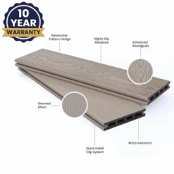 DDecks DuroDual Composite Reversible Decking Board (Hollow) 145mm X 21mm X 3.6m - All Colours -Build4less Shop 5th10YearDDecksDuroDualCompositeReversibleDeckingBoard Hollow