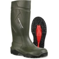Dunlop Purofort + Safety Wellington Green - All Sizes