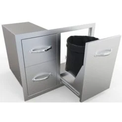 Sunstone Double Drawer And Trash Tray Combo With Plastic Bin