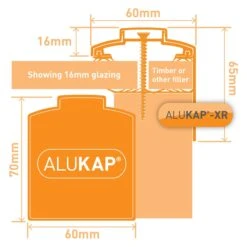 Alukap-XR 60mm Aluminium Gable Bar With 45mm Rafter Gasket And End Cap - All Lengths -Build4less Shop AKX460B 01T