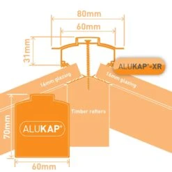Alukap-XR Aluminium Hip Bar With 45mm Rafter Gasket And End Cap - All Lengths -Build4less Shop AKX620B 01T
