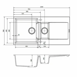 Amsterdam 15 1.5 Bowl Granite Composite Kitchen Sink - All Colours -Build4less Shop Amsterdam15