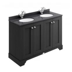 Matt Black Basin Cabinet - All Sizes -Build4less Shop BAYF407 1200 Black 4 Door Cab 1TH Black Top 1