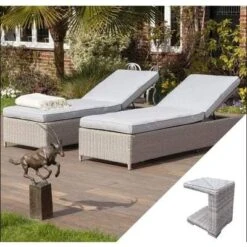 Fiennes Luxury Sun Lounger And Table Set