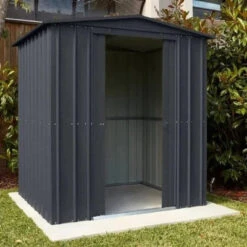 Globel Apex Metal Garden Shed - Anthracite Grey - All Sizes