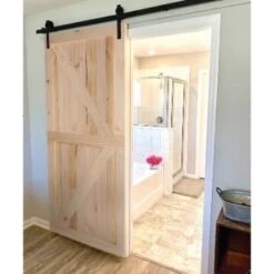 Knotty Pine Unfinished Internal Barn Door 42" 2134 X 970mm -Build4less Shop KnottyPineBarnDoor2134x970x35mm Insitu 1
