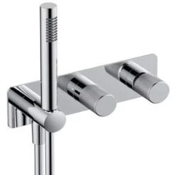 Horizontal Dual Outlet Thermostatic Concealed Shower Valve With Handset - All Colours