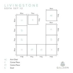 Livingstone Scuro - 9 Seater Sofa Set With Armchair & Footstool -Build4less Shop LivingstoneScuroSofaSet12cad