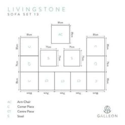 Livingstone Scuro - 9 Seater Sofa Set With Armchair & Double Footstool -Build4less Shop LivingstoneScuroSofaSet13cad