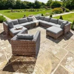 Livingstone Scuro - 7 Seater Sofa Set With Armchair & Double Footstool