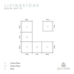 Livingstone Scuro - 5 Seater Sofa Set With Footstool -Build4less Shop LivingstoneScuroSofaSet2cad