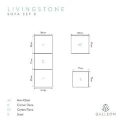 Livingstone Scuro - 3 Seater Sofa Set With Armchair & Footstool -Build4less Shop LivingstoneScuroSofaSet8cad