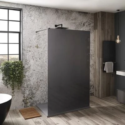 Mono Black Frosted Walk-in Front Panel Set - 1200 X 2000mm 2 Mono Black Frosted Walk-in Front Panel Set - 1200 X 2000mm - Image 2