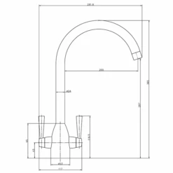 Mesa Twin Lever Kitchen Tap -Build4less Shop MESACHLineDrawing