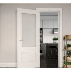 Madison White Primed Bevelled Glazed Internal Door - All Sizes -Build4less Shop Madison Primed Clear S L watermark 1 1 1