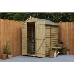 4LIFE Overlap Pressure Treated 6ft X 4ft Apex Shed - No Window
