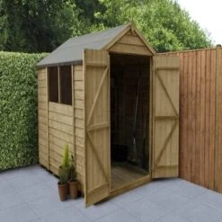 4LIFE Overlap Pressure Treated 8ft X 6ft Apex Shed - Double Door
