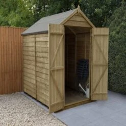4LIFE Overlap Pressure Treated 8ft X 6ft Apex Shed - Double Door, No Windows