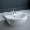 45cm Semi Recessed Basin 2 Tap Holes In Alpine White