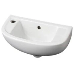 45cm Slim Line Basin 1 Tap Hole In Alpine White