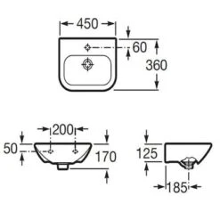 Roca Nexo Wall Hung Cloakroom Basin 1 Tap Hole -Build4less Shop QS V55568 2 mn 1