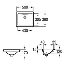 Roca Diverta 500mm In Countertop Or Under Countertop Basin 0 Tap Holes -Build4less Shop QS V55669 2 mn 1