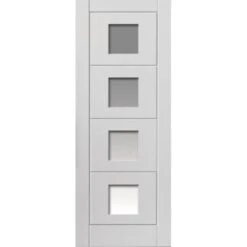 Quattro White Primed Moulded Panel Glazed Internal Door - All Sizes