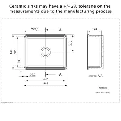 Mataro Ceramic 1 Bowl Kitchen Sink 2 Mataro Ceramic 1 Bowl Kitchen Sink - Image 2