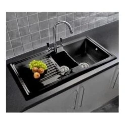 Black Ceramic Kitchen Sink 1.5 Bowl