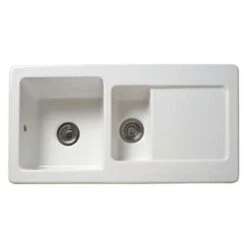 White Ceramic Kitchen Sink 1.5 Bowl