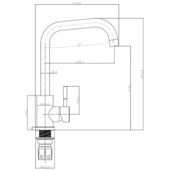 Salina Single Lever Kitchen Mixer Tap -Build4less Shop SALINALineDrawing