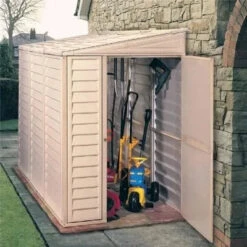 Saffron 4ft X 8ft Lean-To Vinyl Garden Shed With Foundation Kit -Build4less Shop Saffron 4x8ft Lean To Vinyl Garden Shed with Foundation Kit Saffron 1692795447179