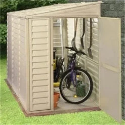 Saffron 4ft X 8ft Lean-To Vinyl Garden Shed With Foundation Kit -Build4less Shop Saffron 4x8ft Lean To Vinyl Garden Shed with Foundation Kit Saffron 1692795454108