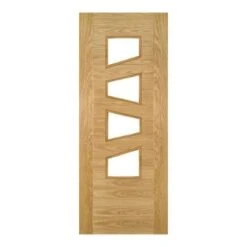 Seville Oak Prefinished 4 Glazed Light Panels Internal Door - All Sizes