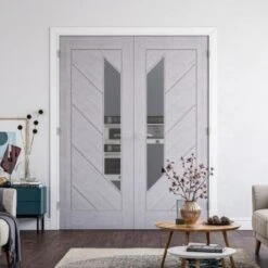 Torino Ash Light Grey Glazed Internal Fire Door FD30 - All Sizes -Build4less Shop Torino LGA Clear D L watermark 1 transformed
