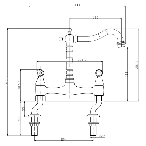 Utica Classic Cranked Bridge Kitchen Mixer Tap 2 Utica Classic Cranked Bridge Kitchen Mixer Tap - Image 2