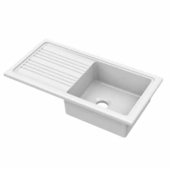 White Ceramic Kitchen Sink 1 Bowl