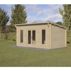 Forest Elmley 5m X 3m Log Cabin - Pent Roof, Double Glazed Polyester Felt (Plus Underlay)