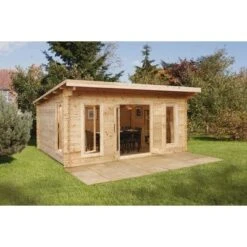 Forest Mendip 5m X 4m Log Cabin - Pent Roof, Double Glazed, 24kg Polyester Felt (No Underlay)
