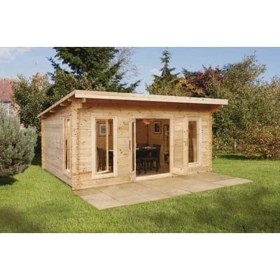 Forest Mendip 5m X 4m Log Cabin - Pent Roof, Double Glazed, 24kg Polyester Felt (No Underlay) 1 Forest Mendip 5m X 4m Log Cabin - Pent Roof, Double Glazed, 24kg Polyester Felt (No Underlay)