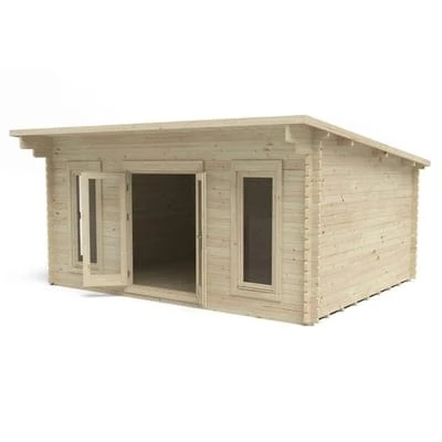 Forest Mendip 5m X 4m Log Cabin - Pent Roof, Double Glazed, 24kg Polyester Felt (No Underlay) 2 Forest Mendip 5m X 4m Log Cabin - Pent Roof, Double Glazed, 24kg Polyester Felt (No Underlay) - Image 2