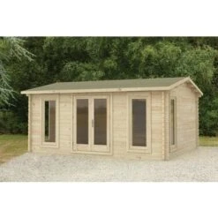 Forest Rushock 5m X 4m Log Cabin - Apex Roof, Double Glazed 24kg Polyester Felt (No Underlay)