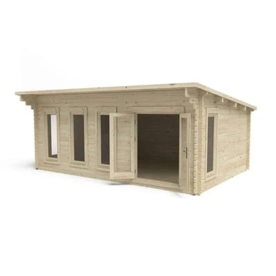 Forest Wolverley 6.0m X 4.0m Log Cabin - Pent Roof, Double Glazed 24kg Polyester Felt (No Underlay) 2 Forest Wolverley 6.0m X 4.0m Log Cabin - Pent Roof, Double Glazed 24kg Polyester Felt (No Underlay) - Image 2
