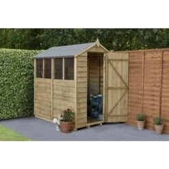4LIFE Overlap Pressure Treated 6ft X 4ft Apex Shed - 4 Windows