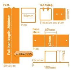 Alukap-SS Complete Post & Bracket Kit 3000mm - All Colours -Build4less Shop alukap ss posts profile v1.01 t 3