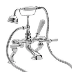 Domed White Deck Mounted Bath Shower Mixer
